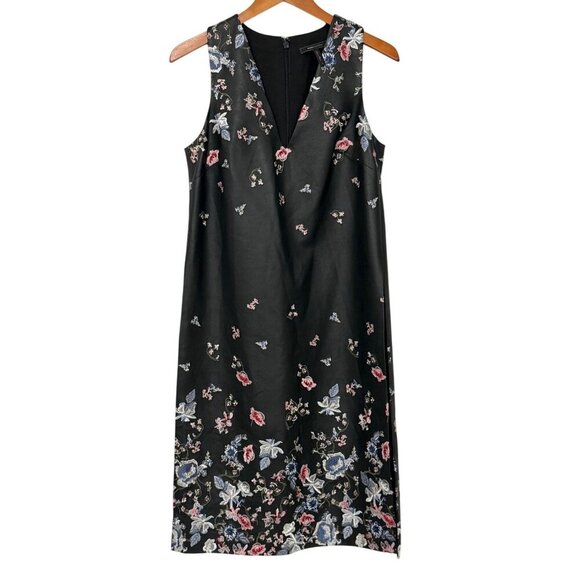 BCBG Maxazria Faux Leather Hadley Tunic Embroidered Long Black Boho Goth Size S - Picture 1 of 14